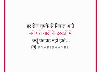 हर रोज चुपके से निकल आते नये पत्ते यादों के दरख्तों में क्यूं पतझड़ नहीं होते…